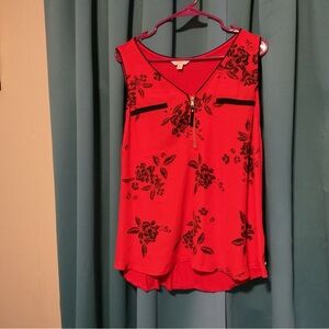 Candie's Scarlet and Ebony Floral Blouse